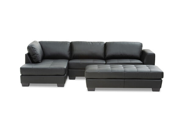 Orlando leather-look left hand facing corner lounge suite with ottoman