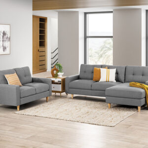 Saloon Fabric 3 Seater with 2 Inbuilt Recliners